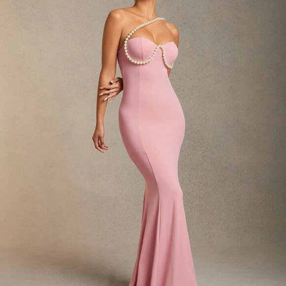 Pink Elegant Women's bodycon maxi mermaid dress - Picture 5 of 5